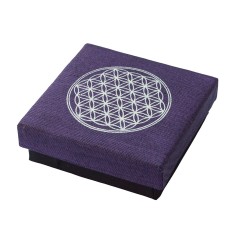 Geschenkbox "Blume des Lebens" Baumwolle purple 9x9cm