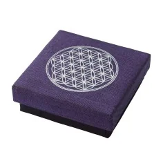Geschenkbox "Blume des Lebens" Baumwolle purple 9x9cm