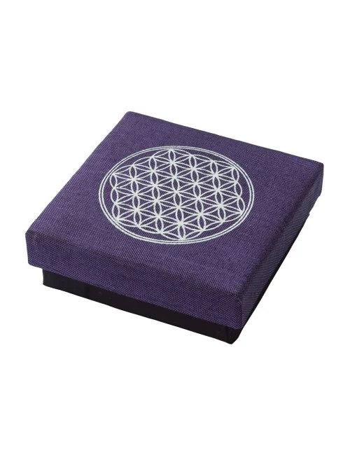 Geschenkbox "Blume des Lebens" Baumwolle purple 9x9cm