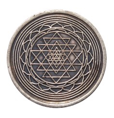 Glücksmünze "Sri Yantra" Kupfer verzinnt 4cm
