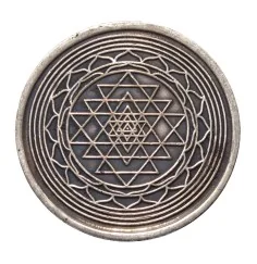 Glücksmünze "Sri Yantra" Kupfer verzinnt 4cm