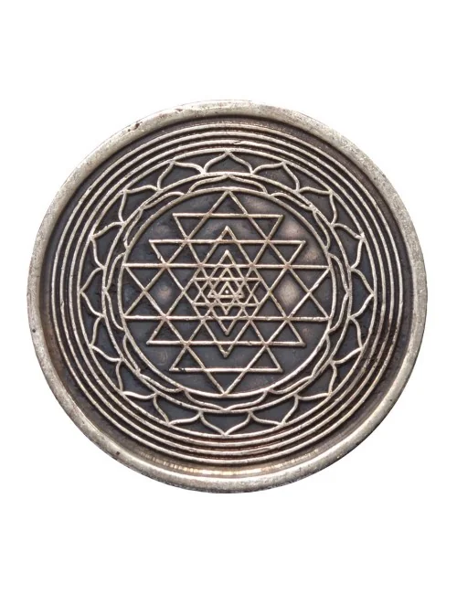 Glücksmünze "Sri Yantra" Kupfer verzinnt 4cm