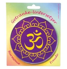 Untersetzer "Om Lotus" Glas lila 10cm