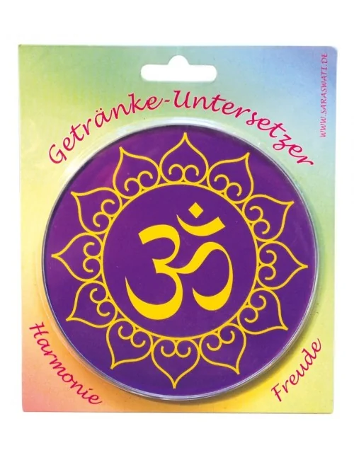 Untersetzer "Om Lotus" Glas lila 10cm