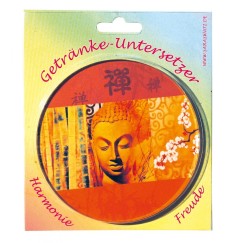Untersetzer "Buddha" Glas orange 10cm