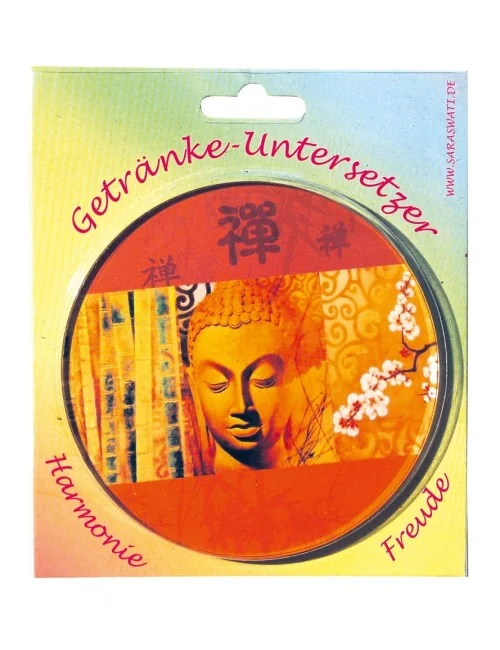 Untersetzer "Buddha" Glas orange 10cm