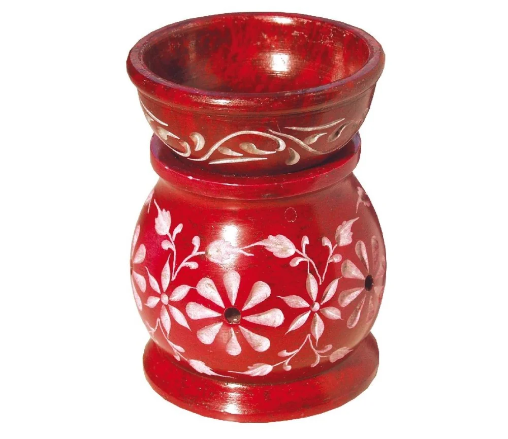 Aromalampe "Blume" Speckstein rot 6x9cm