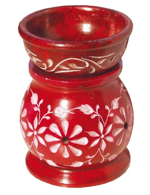 Aromalampe "Blume" Speckstein rot 6x9cm