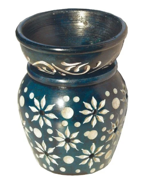 Aromalampe "Blume" Speckstein türkis 6x9cm