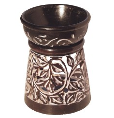 Aromalampe "Blume" Speckstein braun  6x9cm