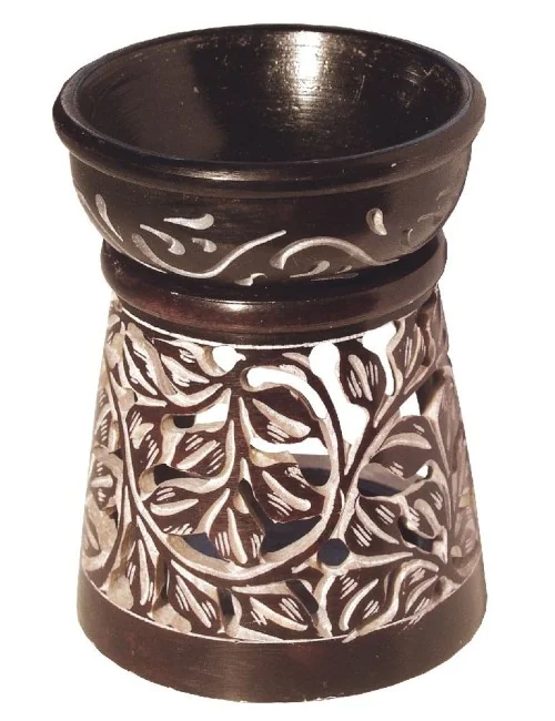 Aromalampe "Blume" Speckstein braun 6x9cm