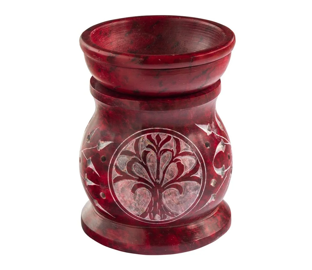 Aromalampe "Baum des Lebens" Speckstein rot 6x8cm