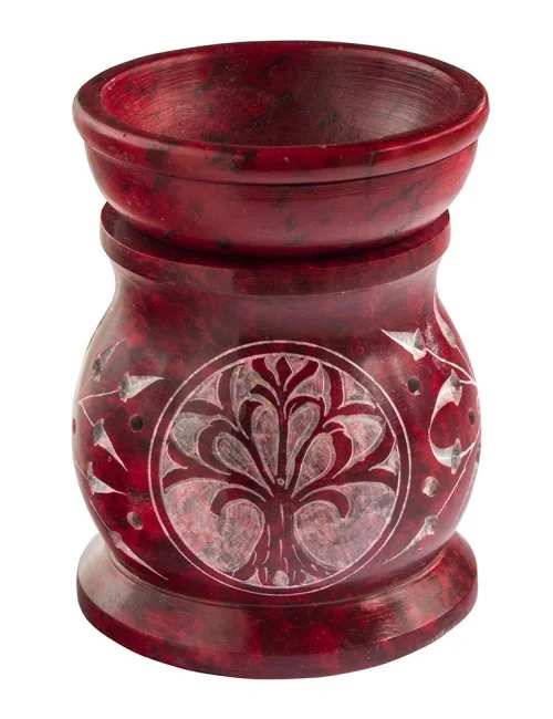 Aromalampe "Baum des Lebens" Speckstein rot 6x8cm