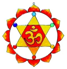 Suncatcher "Merkaba Om" Fiberglas bunt 18cm