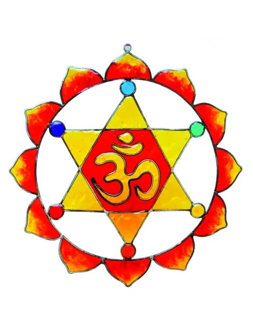 Suncatcher "Merkaba Om" Fiberglas bunt 18cm