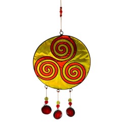 Suncatcher "Triskele" Fiberglas gelb orange 24cm