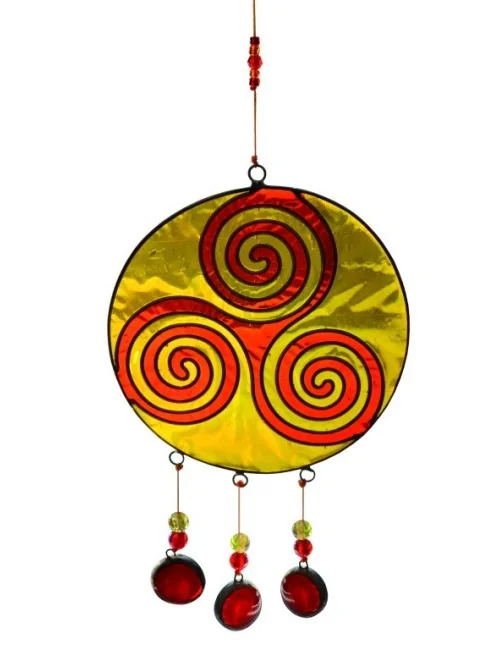 Suncatcher "Triskele" Fiberglas gelb orange 24cm