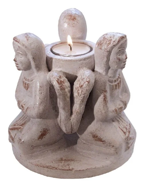 Teelichthalter "3 Engel im Kreis" Terracotta 13x13cm