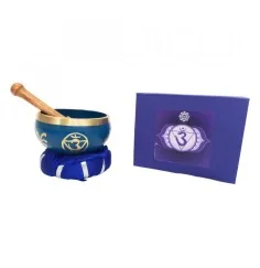 Klangschalen Set "Ajna Chakra" blau mit Klöppel & Kissen 10cm ca. 330g