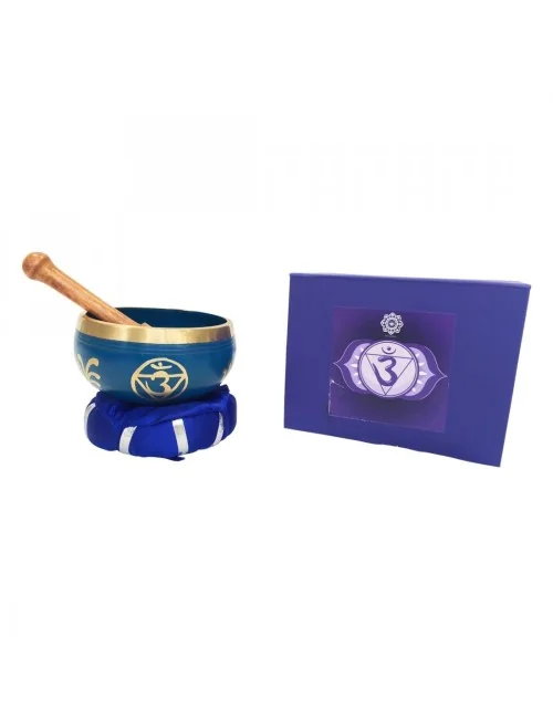 Klangschalen Set "Ajna Chakra" blau mit Klöppel & Kissen 10cm ca. 330g