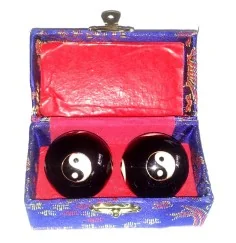 Qi Gong Kugel Yin Yang schwarz 35mm