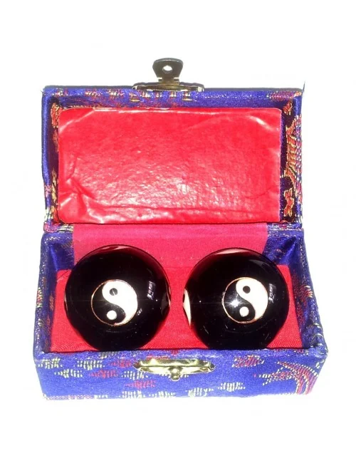 Qi Gong Kugel Yin Yang schwarz 35mm