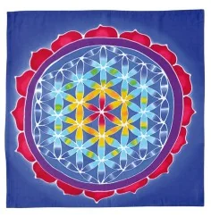 Wandbehang "Blume des Lebens" Rayon blau 80x80cm