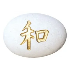 Flußstein "Harmonie" weiß/gold 7cm