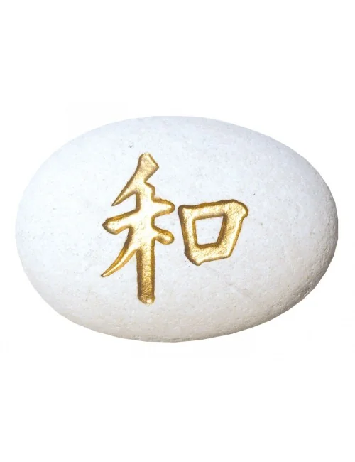 Flußstein "Harmonie" weiß/gold 7cm