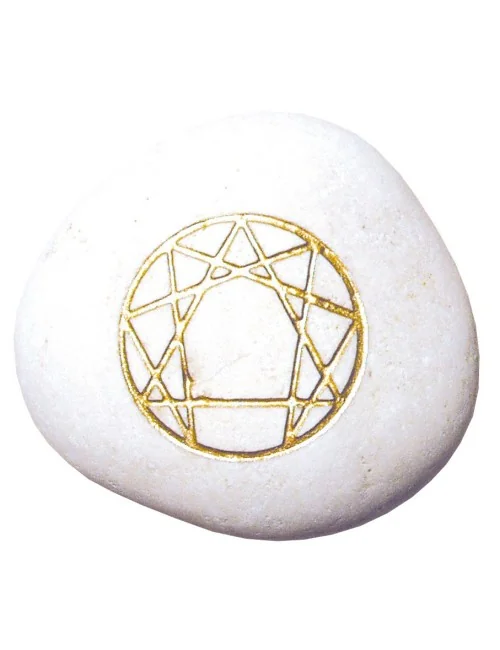 Flußstein "Enneagramm" weiss/gold 7cm