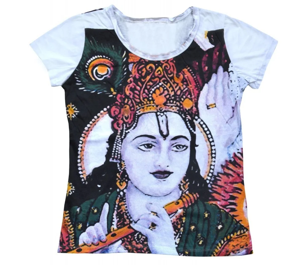 Damen T-Shirt "Krishna" 100% Baumwolle Größe M