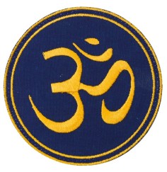 Aufnäher "OM" Baumwolle gold/blau 9cm