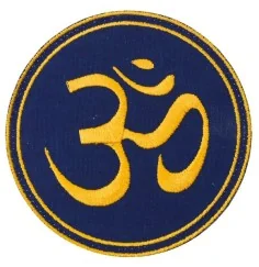 Aufnäher "OM" Baumwolle gold/blau 9cm