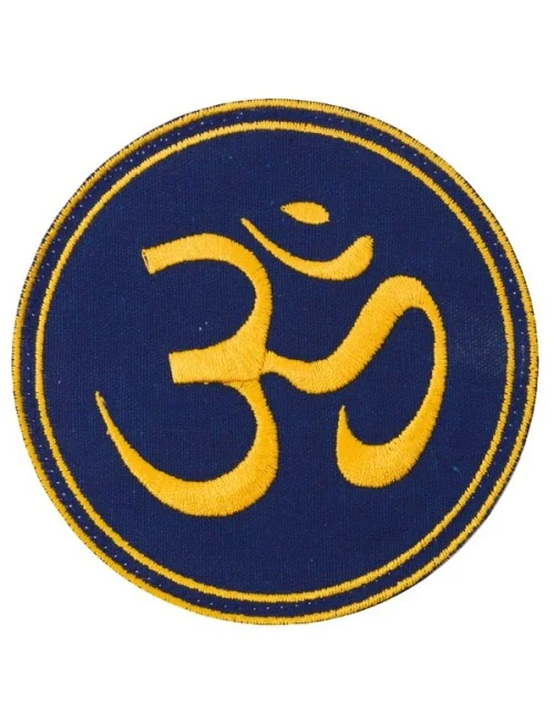Aufnäher "OM" Baumwolle gold/blau 9cm