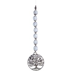 Suncatcher "Baum des Lebens" Metal 4cm mit 7 transparenten Glasperlen 60cm