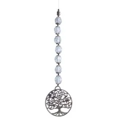 Suncatcher "Baum des Lebens" Metal 4cm mit 7 transparenten Glasperlen 60cm