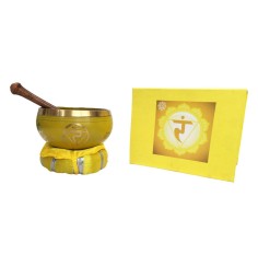 Klangschalen Set "Manipuram Chakra" gelb mit Klöppel & Kissen 12cm ca. 500g
