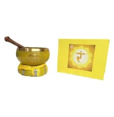 Klangschalen Set "Manipuram Chakra" gelb mit Klöppel & Kissen 12cm ca. 500g