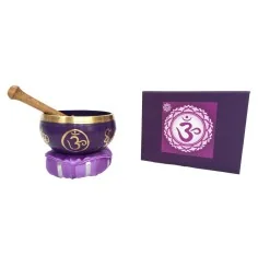 Klangschalen Set "Sahasrara Chakra" lila mit Klöppel & Kissen 12cm ca. 500g