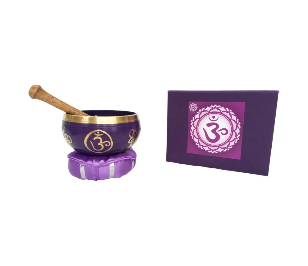 Klangschalen Set "Sahasrara Chakra" lila mit Klöppel & Kissen 12cm ca. 500g