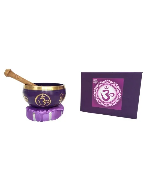 Klangschalen Set "Sahasrara Chakra" lila mit Klöppel & Kissen 12cm ca. 500g