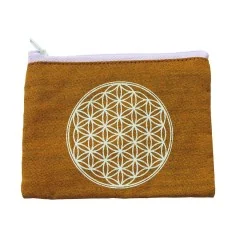 Portemonnaie "Blume des Lebens" Baumwolle saffran 12x10cm