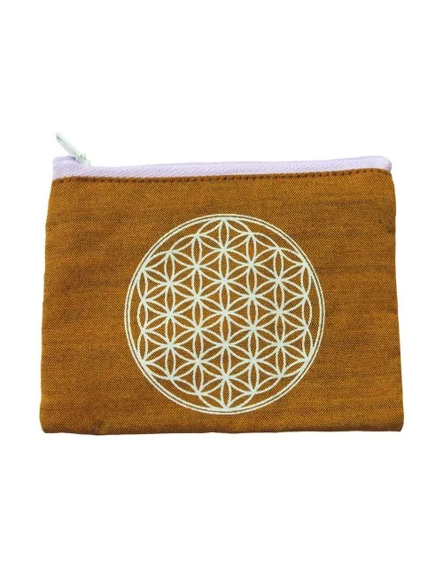 Portemonnaie "Blume des Lebens" Baumwolle saffran 12x10cm