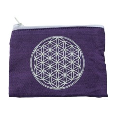 Portemonnaie "Blume des Lebens" Baumwolle purple 12x10cm