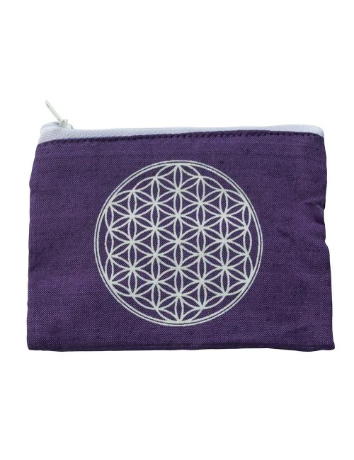 Portemonnaie "Blume des Lebens" Baumwolle purple 12x10cm