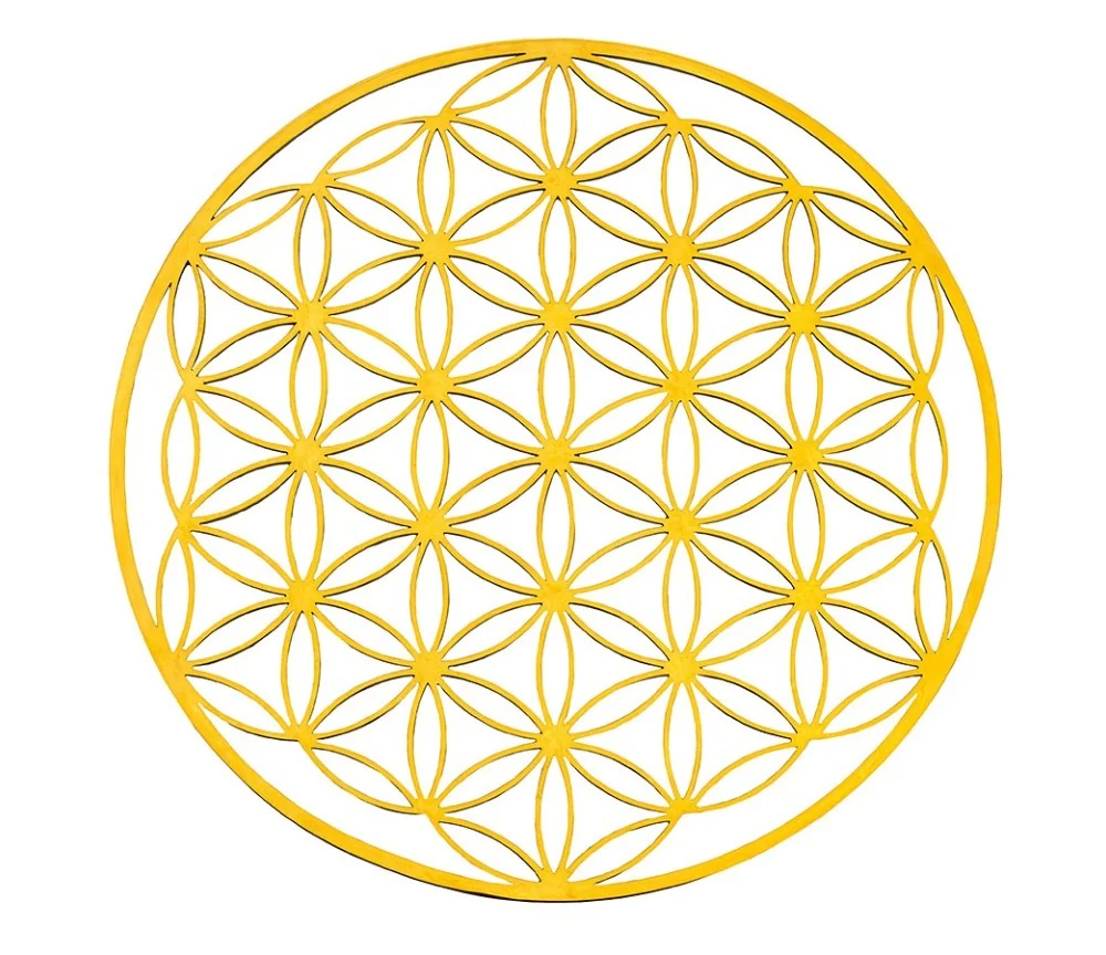 Blume des Lebens aus Edelstahl vergoldet 12cm