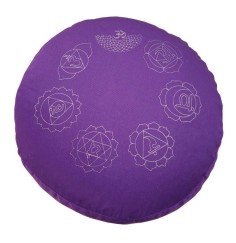 Meditationskissen mit Inlet "7 Chakren" Baumwolle(80%), Polyester(20%) lila 35x15cm mit hochwertigem Bio-Dinkelspelz gefüllt
