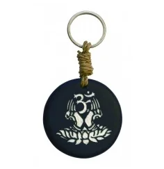 SchlüsselAnhänger - Om Lotus - Stein schwarz/silber 9cm