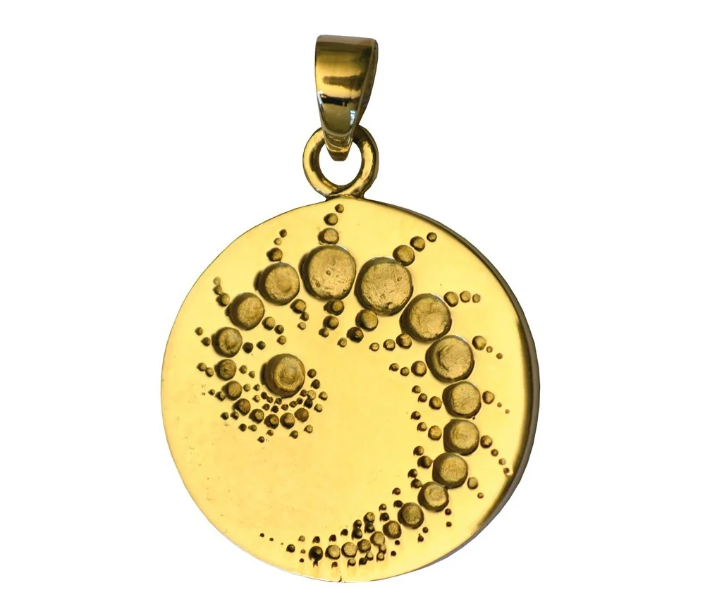 Anhänger "Kornkreis Julia-Fraktal" Messing 3,0cm 7,3cm