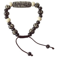 Armband "Mani Stein" (3cm) Om-Perlen aus Stein, verstellbar Ø 6-9cm